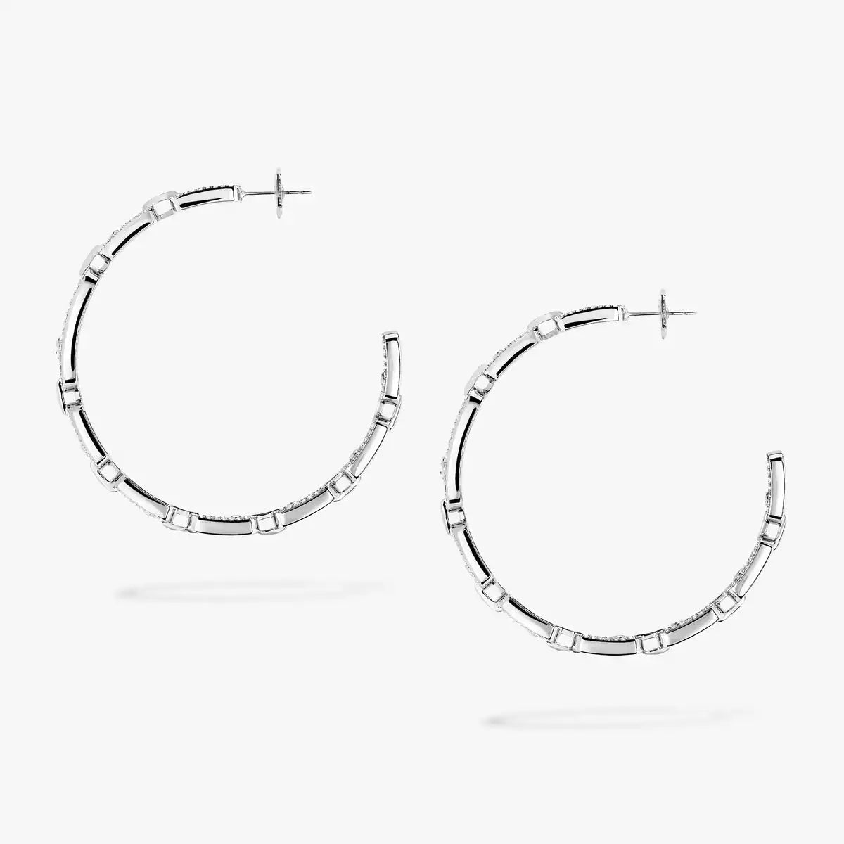 [[Angela Jewelry]Move Link Diamond Hoop Earrings