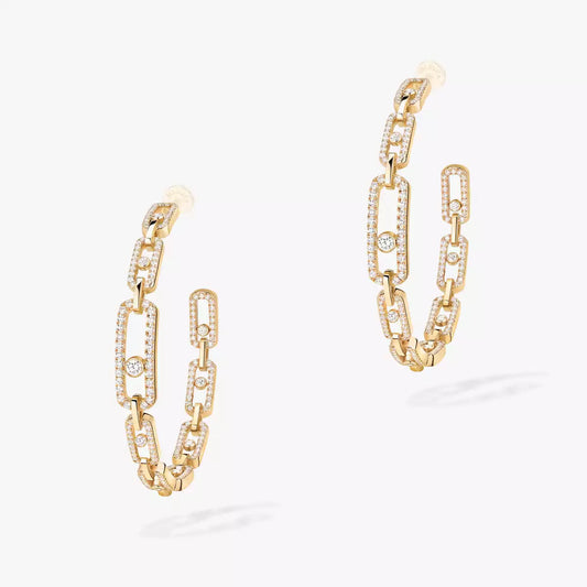 [[Angela Jewelry]Move Link Diamond Hoop Earrings