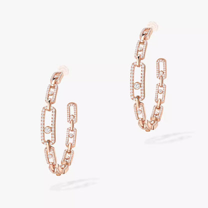 [[Angela Jewelry]Move Link Diamond Hoop Earrings