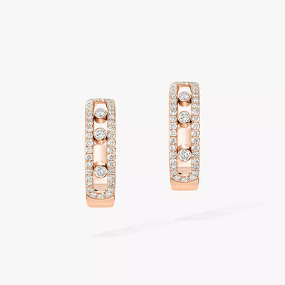 [Angela Jewelry]Diamond Pave_ Hoop Earrings Move