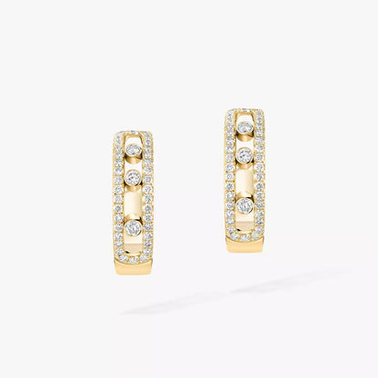 [Angela Jewelry]Diamond Pave_ Hoop Earrings Move