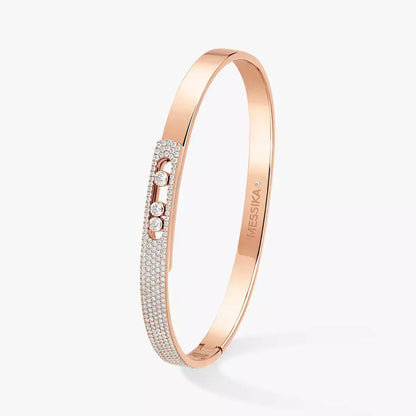 [Angela Jewelry]Move Noa Rose Gold Pavé Diamond Bangle Bracelet