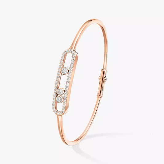 [Angela Jewelry]Move Pavé Diamond Bangle Bracelet M