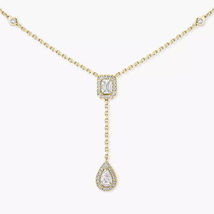 [Angela Jewelry]Gold Diamond Tie Necklace