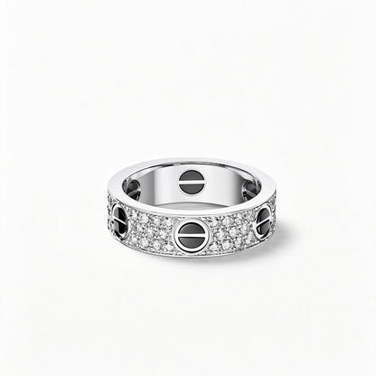 [Angela Jewelry]LOVE RING 5.5MM DIAMONDS PAVED CERAMIC