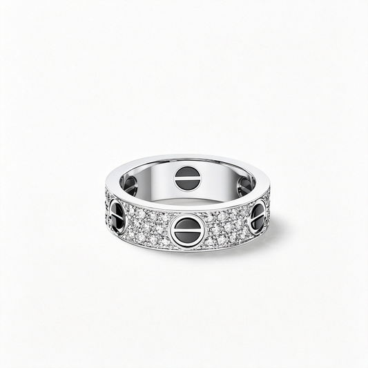 [Angela Jewelry]LOVE RING 5.5MM DIAMONDS PAVED CERAMIC