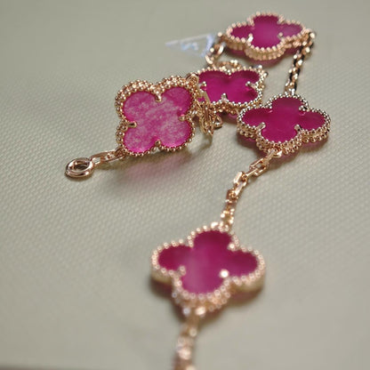 [Angela Jewelry]NEW CLOVER 5 MOTIFS PINK ENAMEL BRACELET