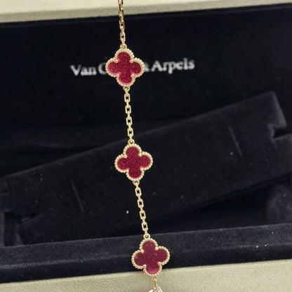 [Angela Jewelry]NEW CLOVER 5 MOTIFS PINK ENAMEL BRACELET