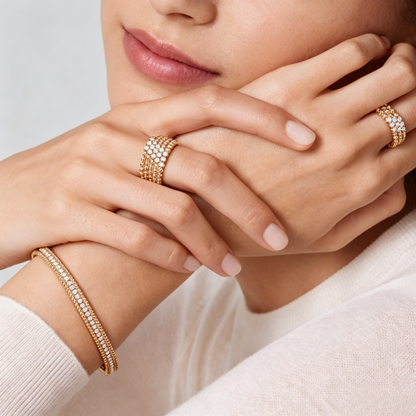 [Angela Jewelry] THREE-ROW DIAMOND RING