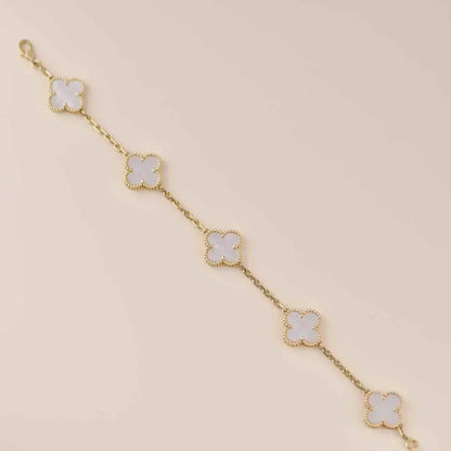 [Angela Jewellery]CLOVER  5 MOTIF WHITE MOP BRACELET