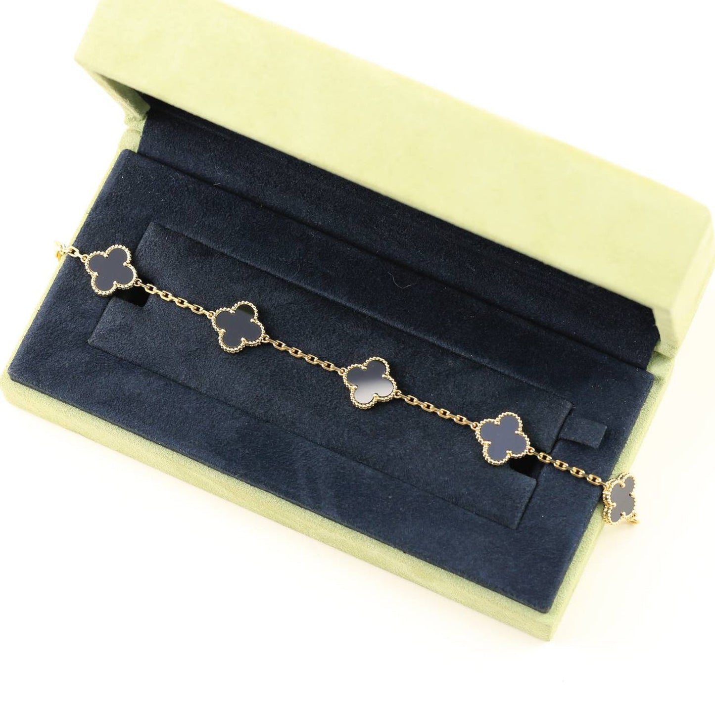[Angela Jewellery]CLOVER  5 MOTIFS BLACK ONYX BRACELET