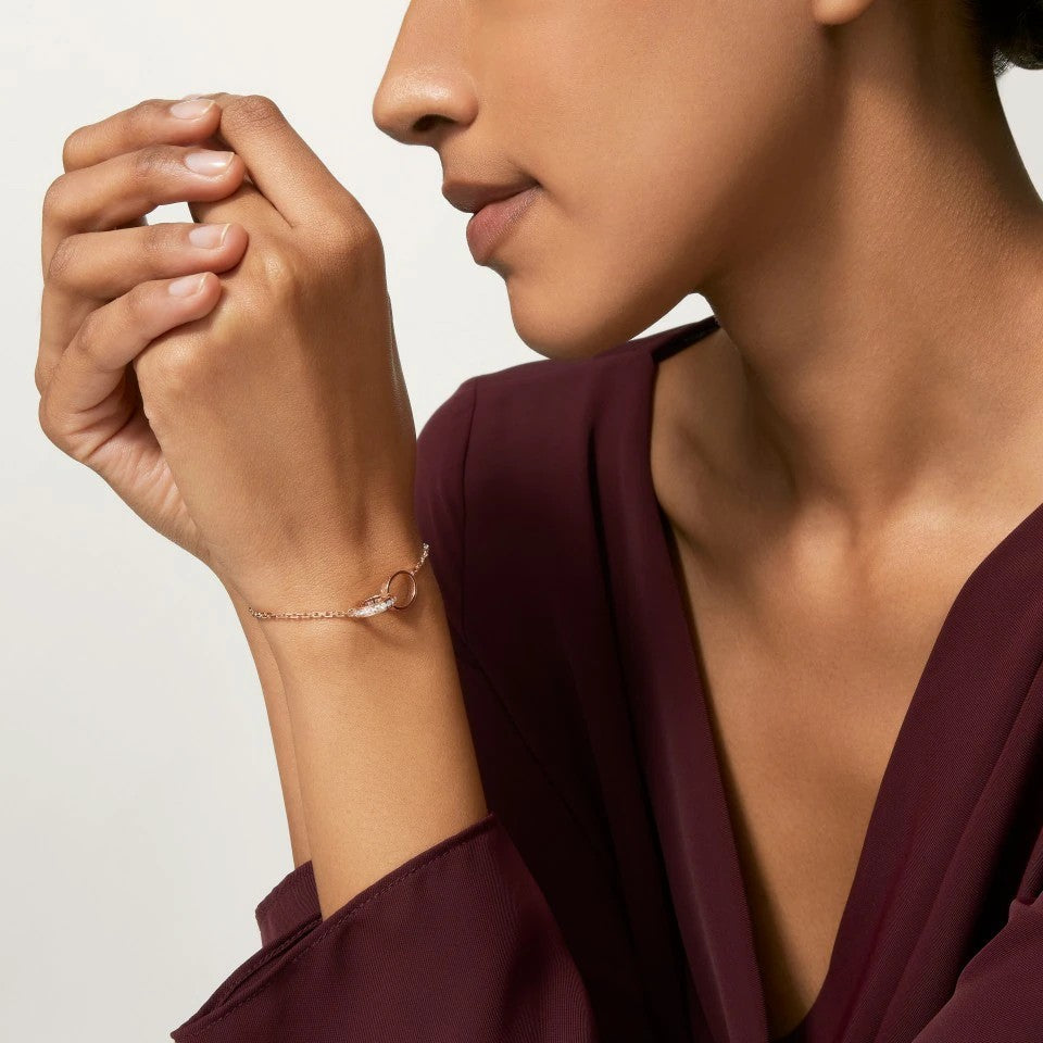 [Angela Jewelry]LOVE DOUBLE RING HALF DIAMOND BRACELET