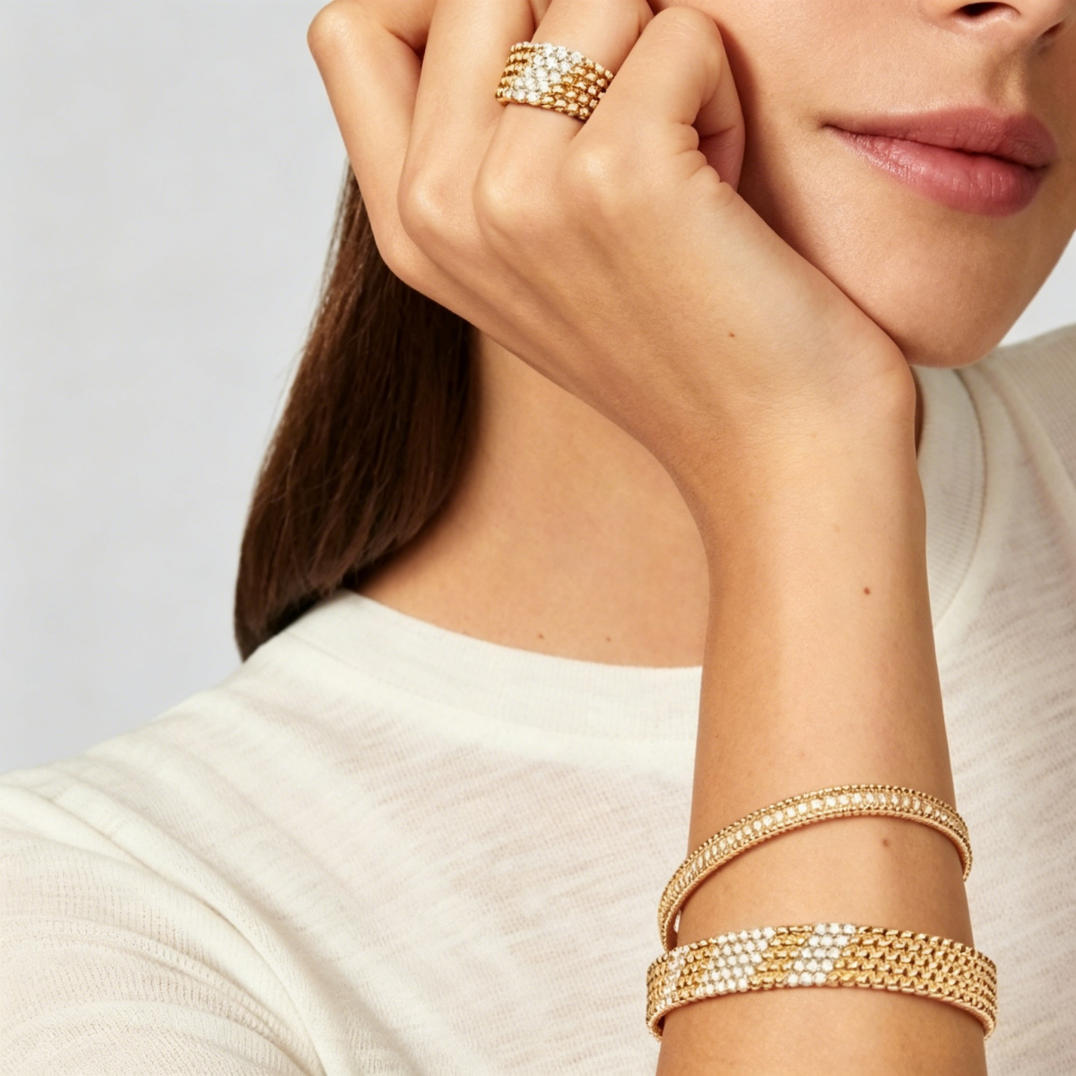 [Angela Jewelry]  FIVE-ROW DIAMOND BRACELET
