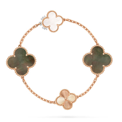 [Angela Jewelry]DETACHABLE CLOVER 15(11+4) FLOWER ROSE GOLD NECKLACE SET