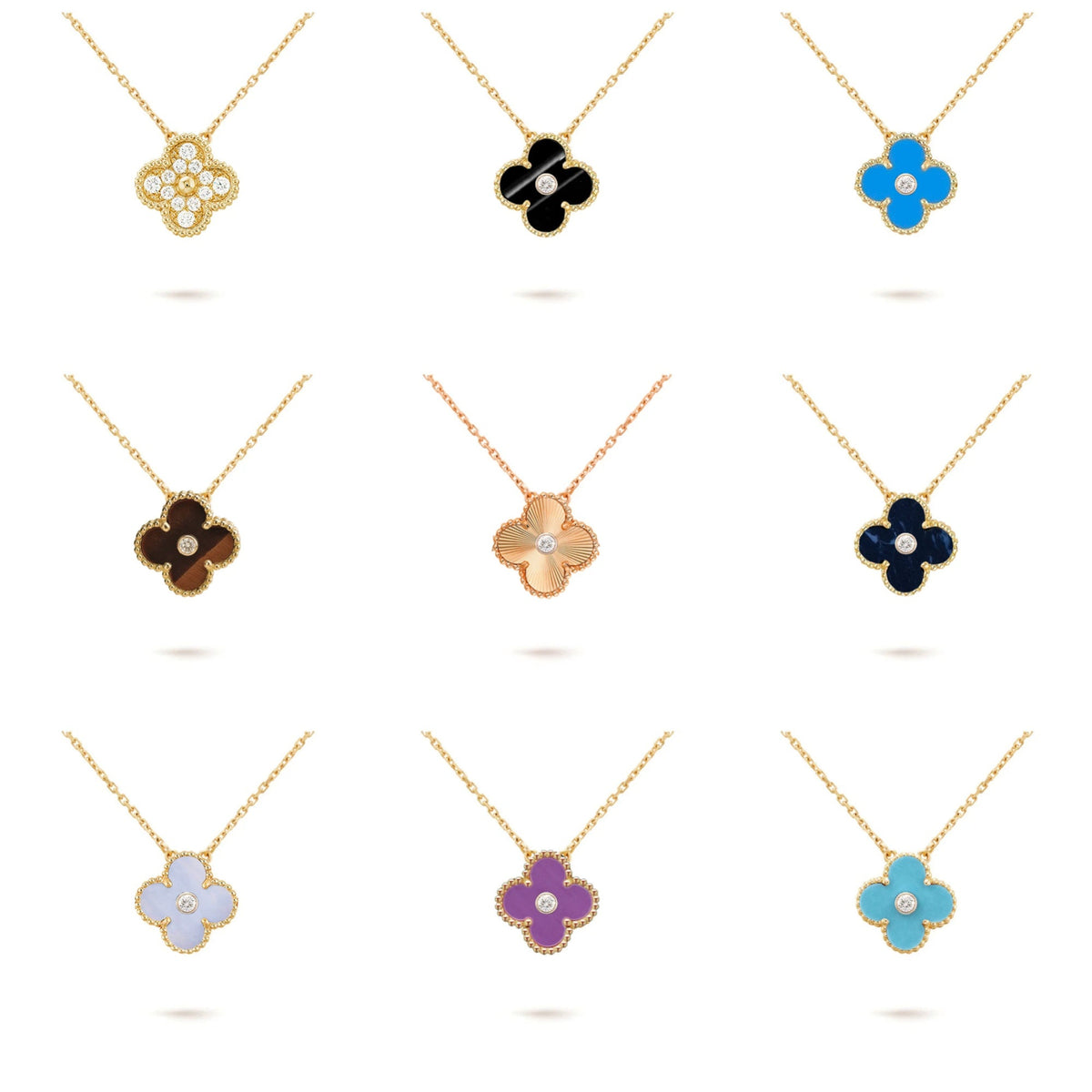 [Angela Jewelry]CLOVER 15MM DIAMOND SINGLE FLOWER NECKLACE COLLECTION
