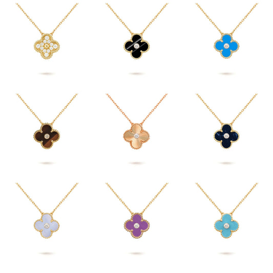 [Angela Jewelry]CLOVER 15MM DIAMOND SINGLE FLOWER NECKLACE COLLECTION