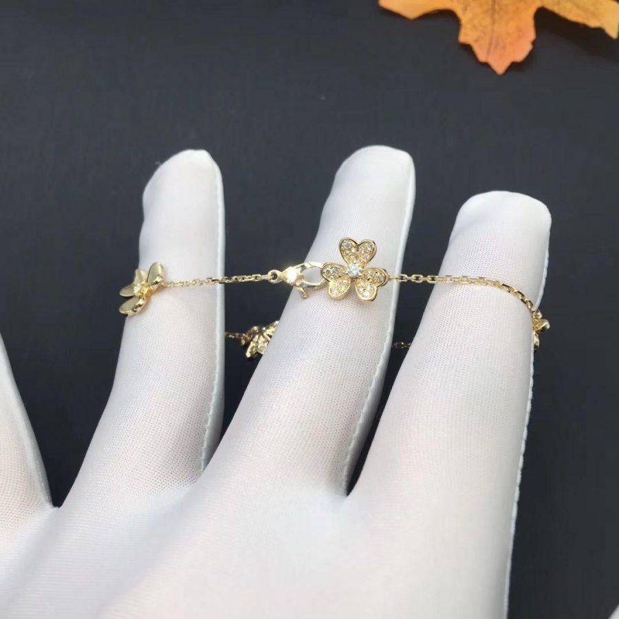 [アンジェラジュエリー]フリヴォル ゴールド 5フラワー ブレスレット