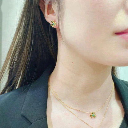 [アンジェラジュエリー]フリヴォルフラワーマラカイトイヤリング