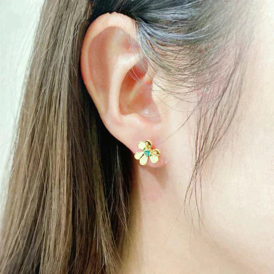[アンジェラジュエリー]フリヴォルフラワーマラカイトイヤリング