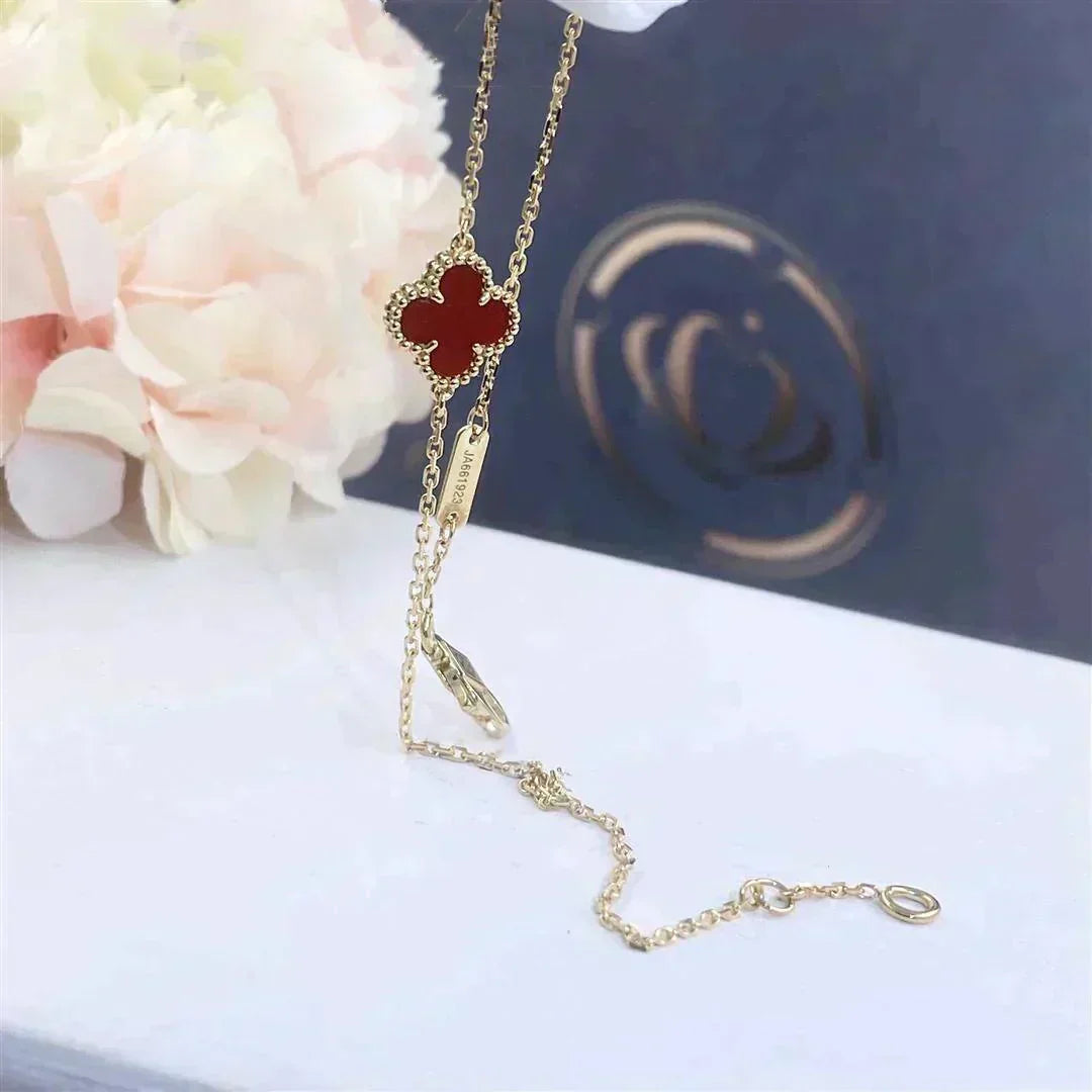 [アンジェラジュエリー]クローバーカーネリアンシングルフラワーブレスレット