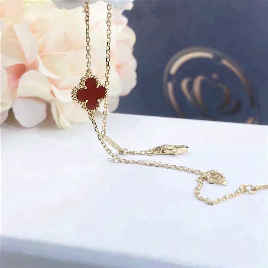 [アンジェラジュエリー]クローバーカーネリアンシングルフラワーブレスレット