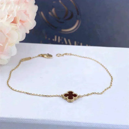 [アンジェラジュエリー]クローバーカーネリアンシングルフラワーブレスレット