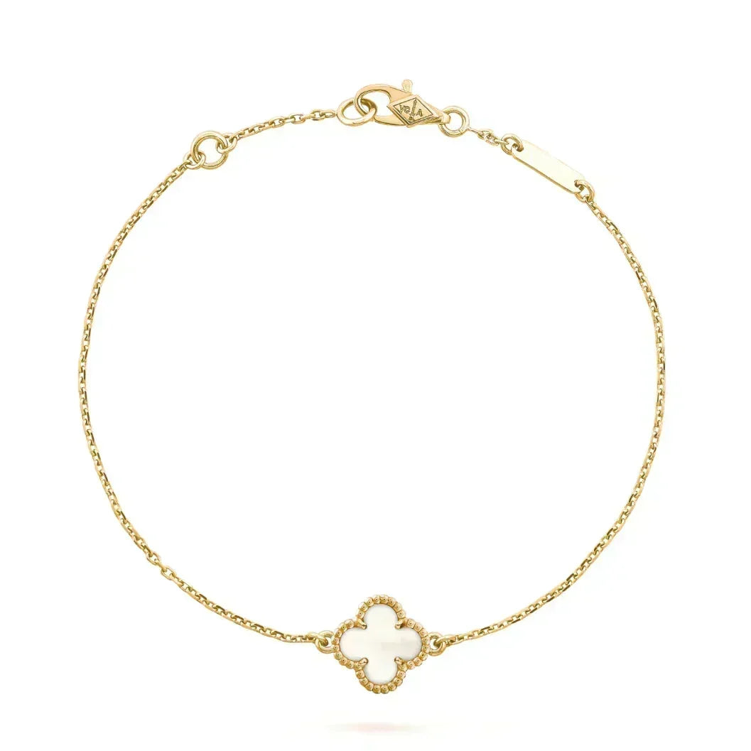[Angela Jewelry] Clover White Mother-of-Pearl & JUSTE Bracelet Stack Set