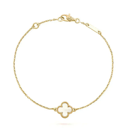 [Angela Jewelry] Clover White Mother-of-Pearl & JUSTE Bracelet Stack Set