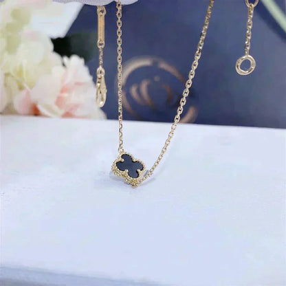 [アンジェラジュエリー]クローバーオニキスシングルフラワーブレスレット