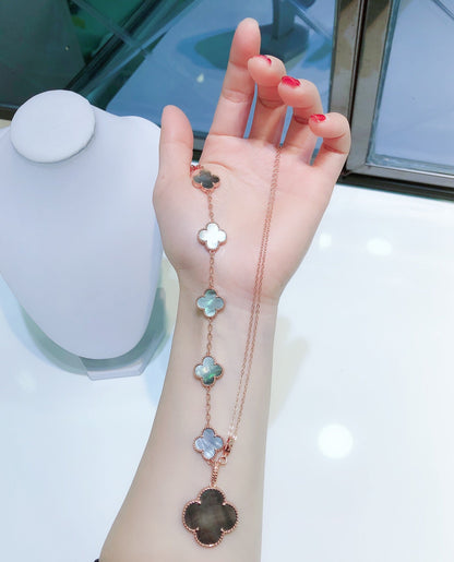 [アンジェラジュエリー]5モチーフブレスレットとネックレス ダークモップ ローズゴールド