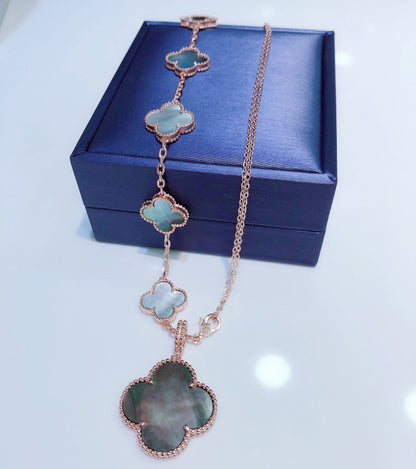 [アンジェラジュエリー]5モチーフブレスレットとネックレス ダークモップ ローズゴールド