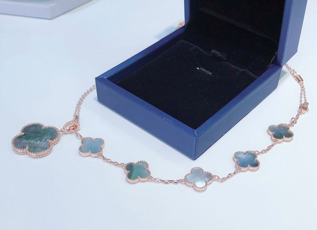 [アンジェラジュエリー]5モチーフブレスレットとネックレス ダークモップ ローズゴールド