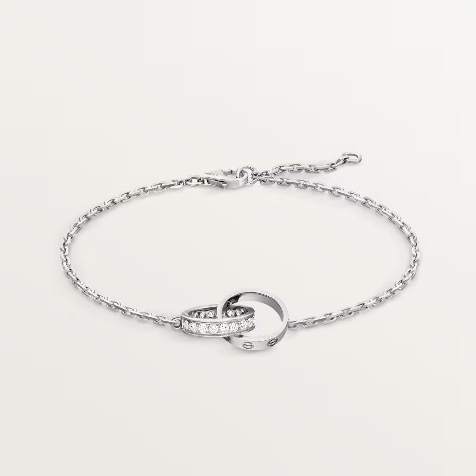 [Angela Jewelry]LOVE DOUBLE RING HALF DIAMOND BRACELET
