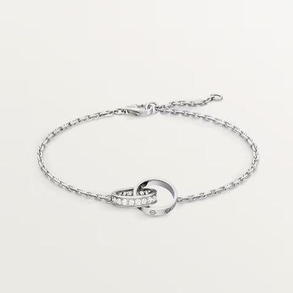 [Angela Jewelry]LOVE DOUBLE RING HALF DIAMOND BRACELET