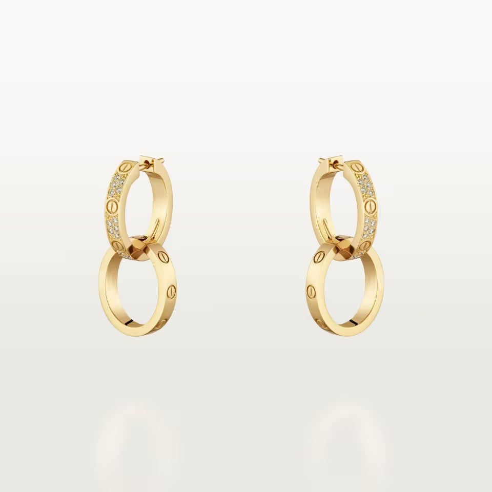 [Angela Jewelry]LOVE 3.3MM DANGLE HALF DIAMOND EARRINGS