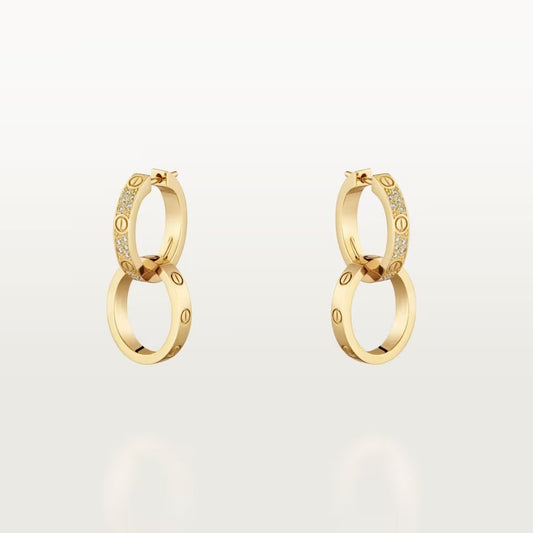[Angela Jewelry]LOVE 3.3MM DANGLE HALF DIAMOND EARRINGS