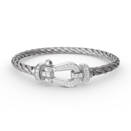 [Angela Jewellery]FORCE GROSSES HUFEISENARMBAND MIT VOLLMUNDDIAMANTEN, SILBER 